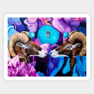 Under the Surface - Psychedelic goat bird crystal painting Sticker